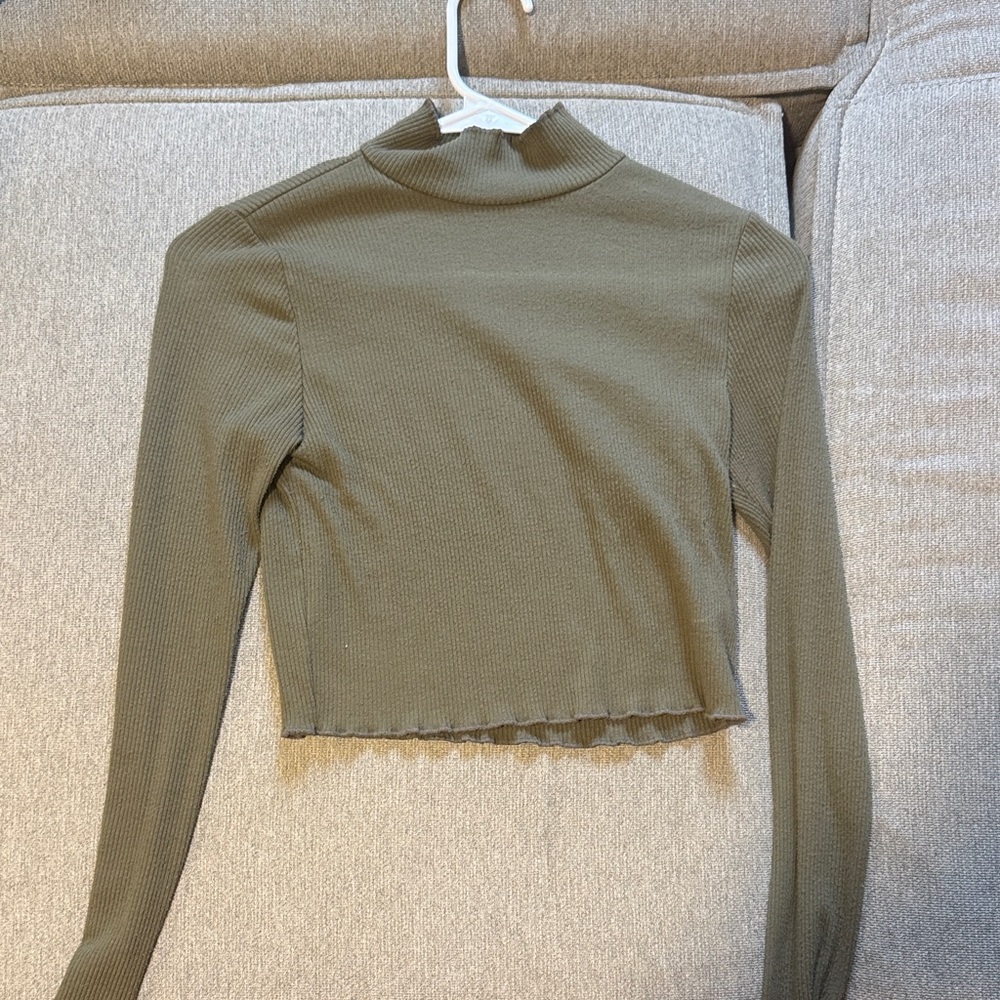 Aerie Olive Ribbed Crop Top